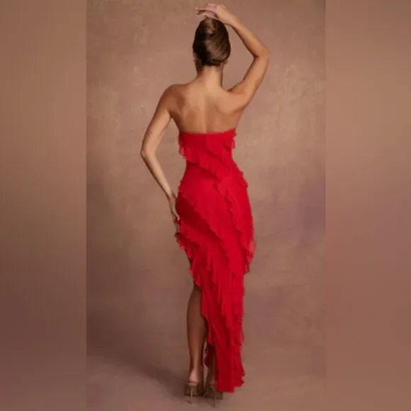 Oh Polly Nevali Bandeau Ruffle Dress NWT! - Picture 2 of 10